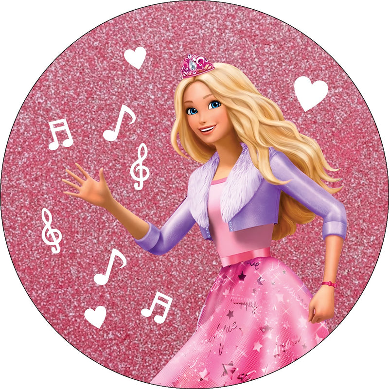 Capa Painel Redondo Mesa Barbie Sublimado C/ Elástico 50×50Cm 04