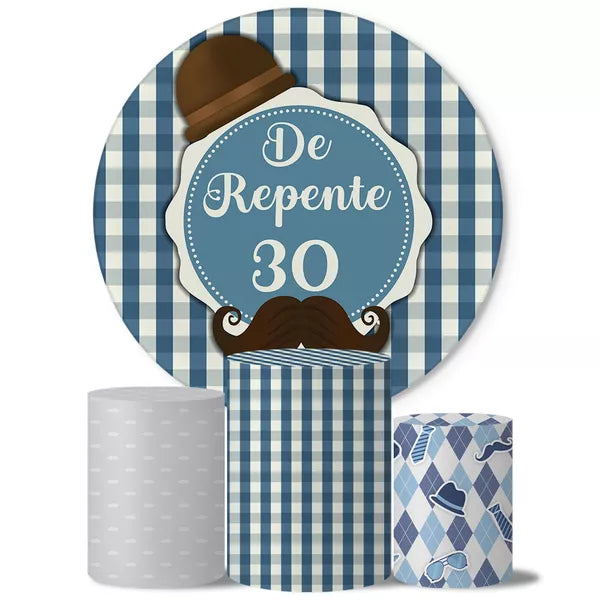 Kit Painel Redondo e Trio Capas Cilindro Sublimado De Repente 30