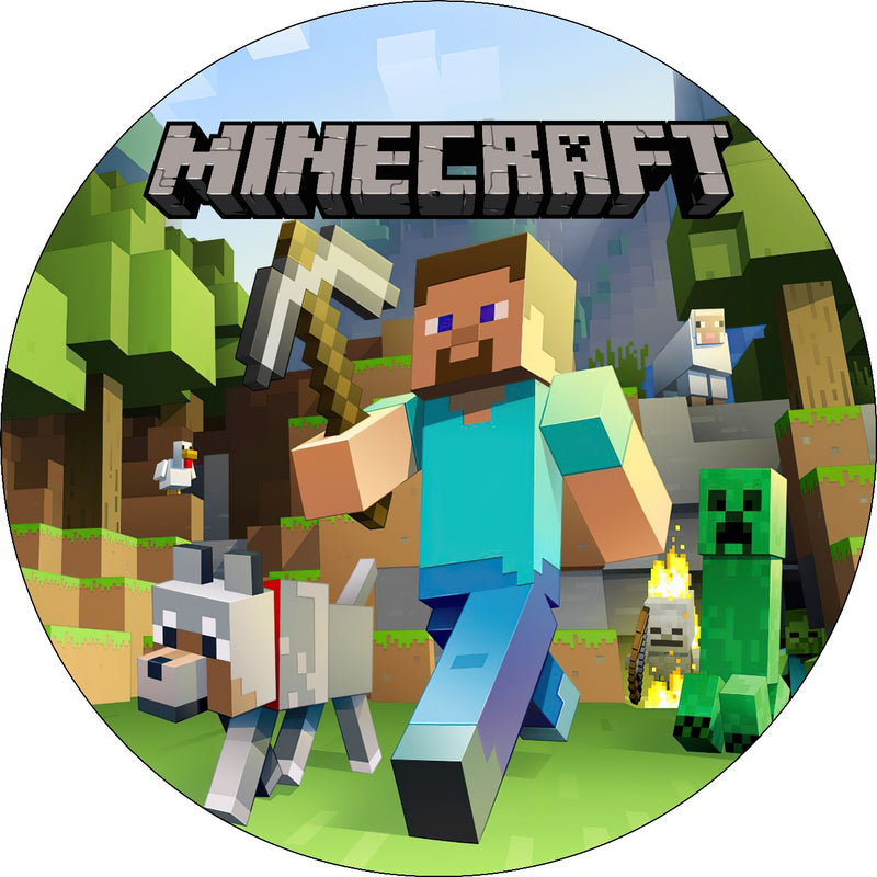 Capa Painel Redondo Mesa Minecraft Sublimado C/ Elástico 50×50Cm 05