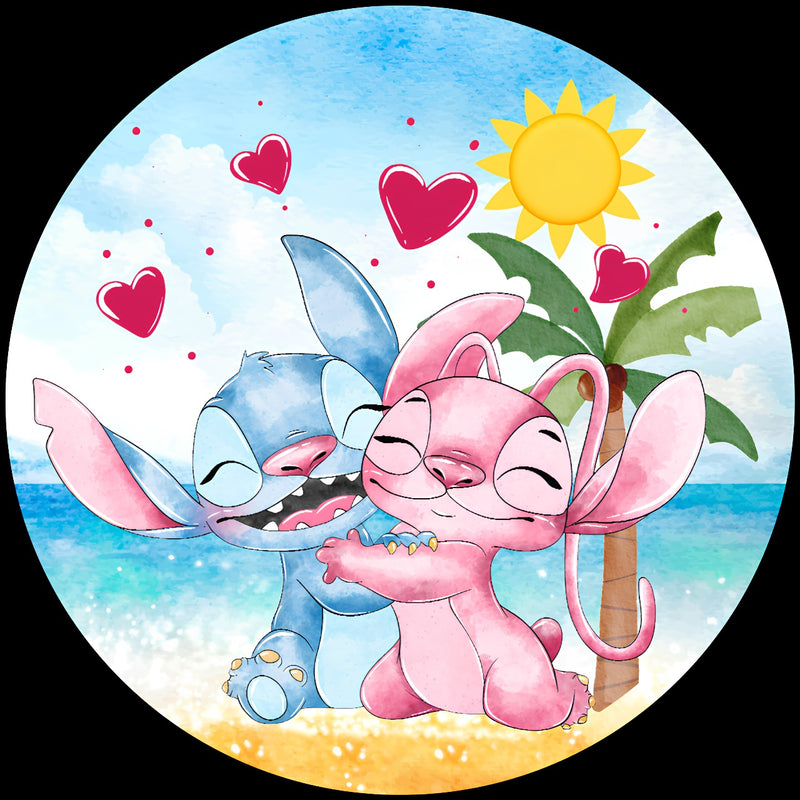 Capa Painel Redondo Mesa Lilo & Stitch Sublimado C/ Elástico 50×50Cm 10