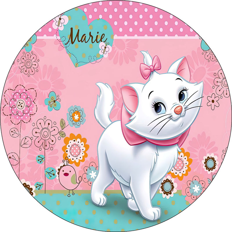 Capa Painel Redondo Mesa Gatinha Marie Sublimado C/ Elástico 50×50Cm 02