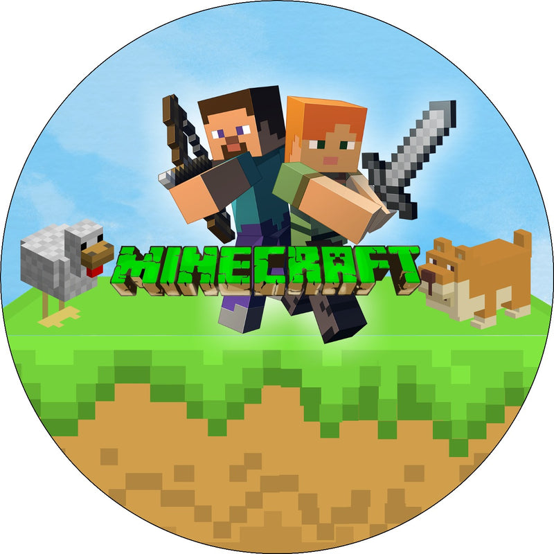 Capa Painel Redondo Mesa Minecraft Sublimado C/ Elástico 50×50Cm 04