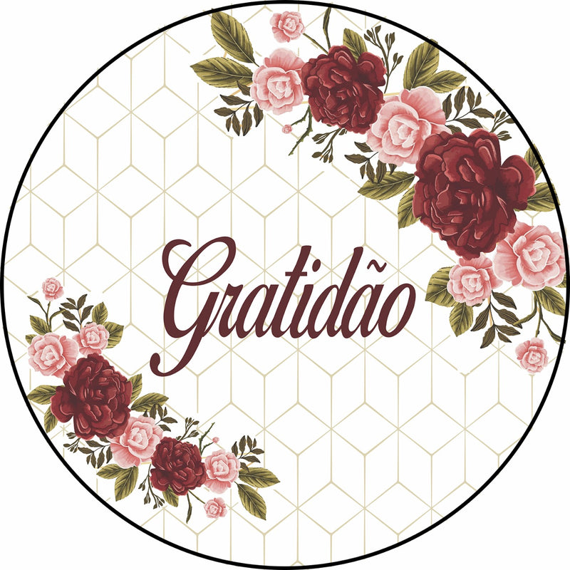 Capa Painel Redondo Mesa Gratidão Sublimado C/ Elástico 50×50Cm 14