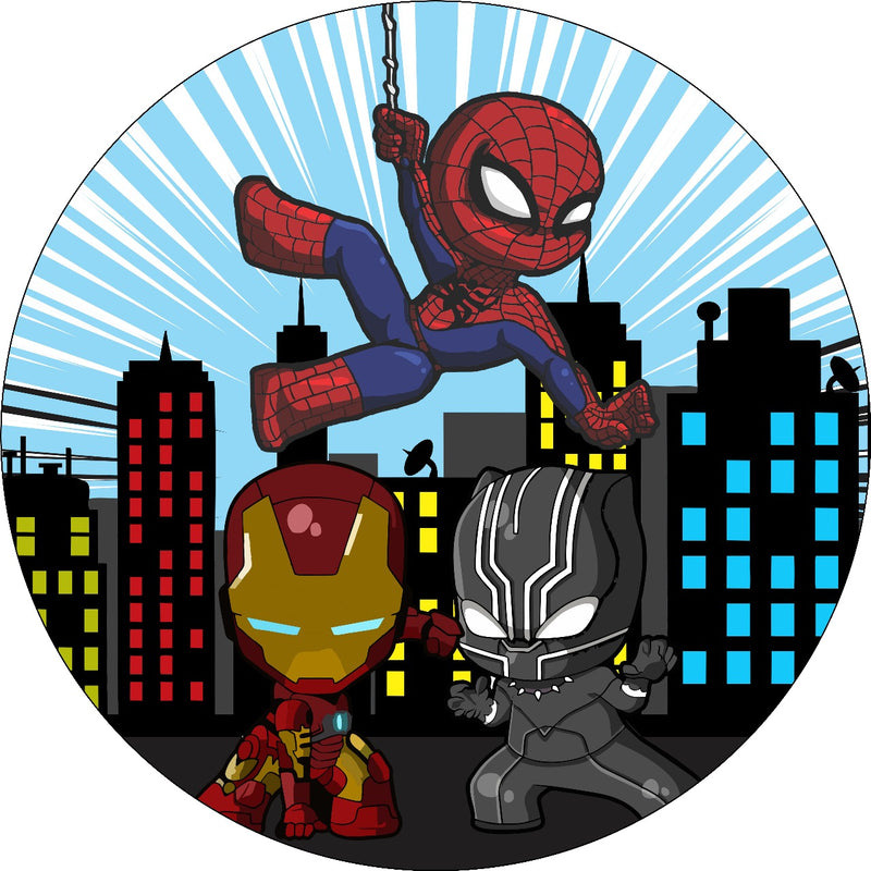 Capa Painel Redondo Mesa Vingadores Sublimado C/ Elástico 50×50Cm 10