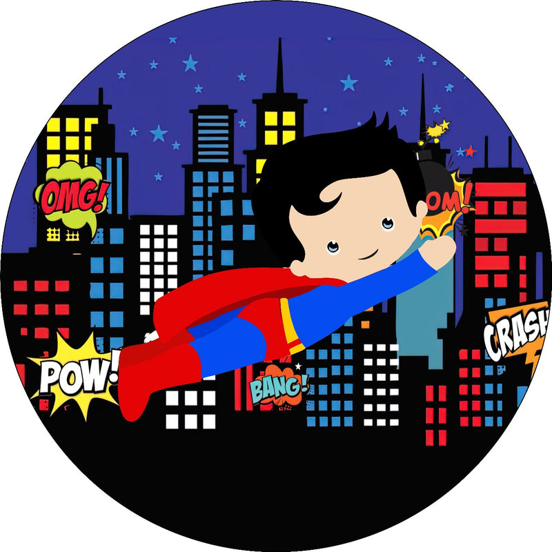 Capa Painel Redondo Mesa Super Homem Sublimado C/ Elástico 50×50Cm 03