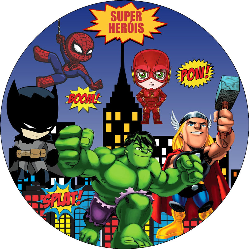 Capa Painel Redondo Mesa Vingadores Sublimado C/ Elástico 50×50Cm 07