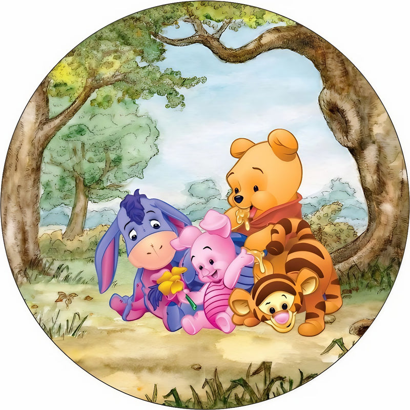 Capa Painel Redondo Mesa Ursinho Pooh Sublimado C/ Elástico 50×50Cm 04