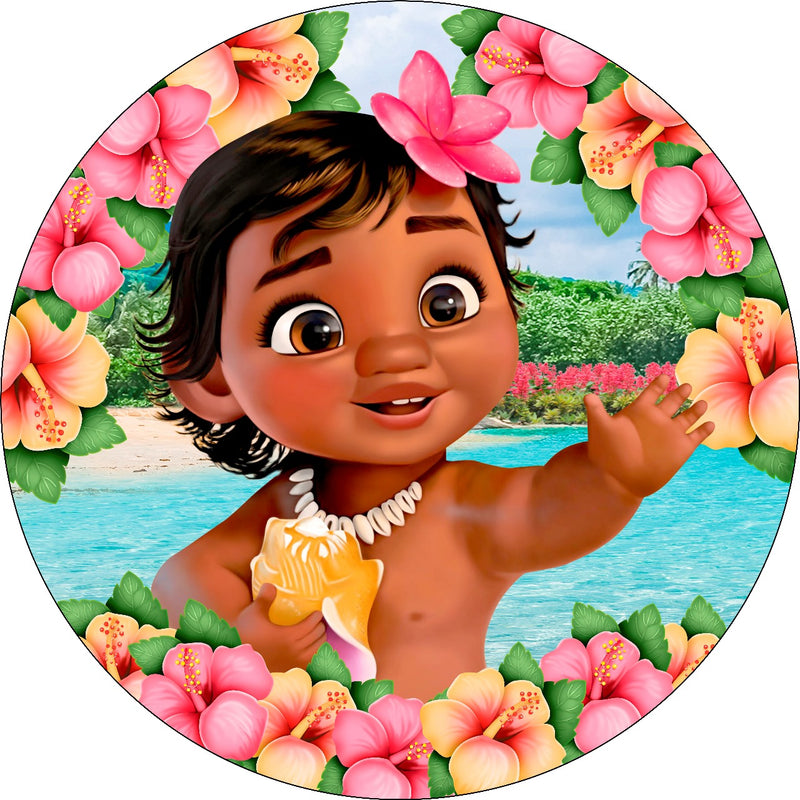 Capa Painel Redondo Mesa Moana Baby Sublimado C/ Elástico 50×50Cm 06