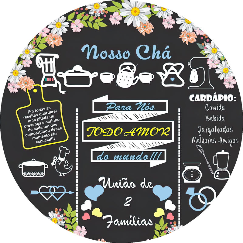 Capa Painel Redondo Mesa Chá de Cozinha Sublimado C/ Elástico 50×50Cm 04
