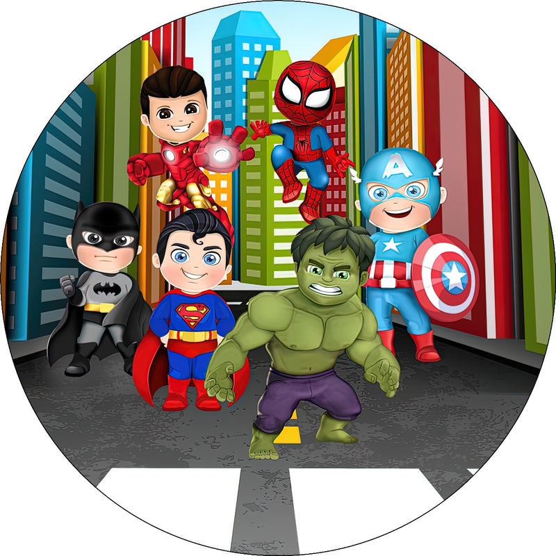 Capa Painel Redondo Mesa Vingadores Sublimado C/ Elástico 50×50Cm 06