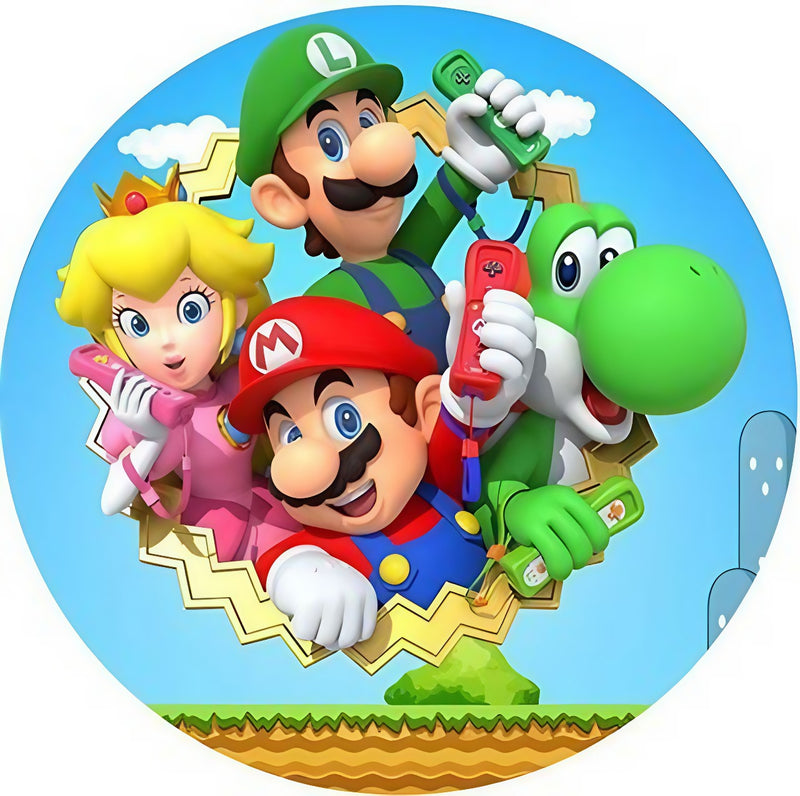 Capa Painel Redondo Mesa Super Mario Sublimado C/ Elástico 50×50Cm 06