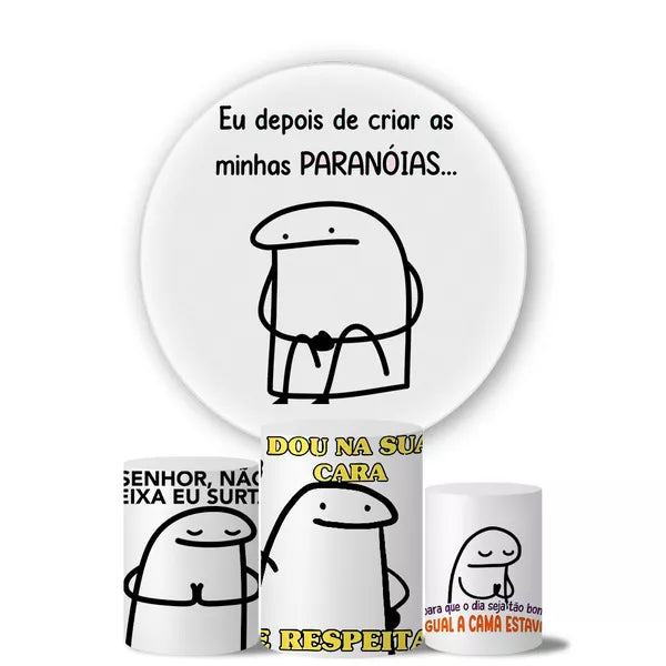 Kit Painel Redondo e Trio Capas Cilindro Sublimado Flork