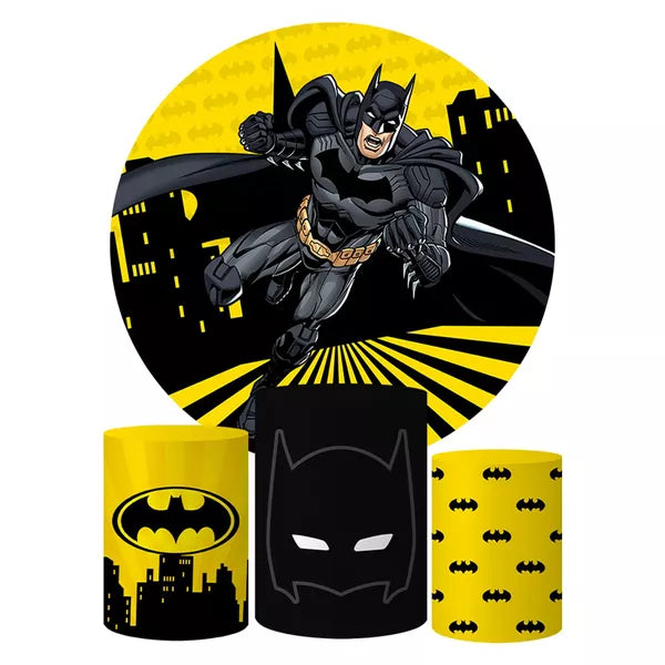 Kit Painel Redondo e Trio Capas Cilindro Sublimado Batman