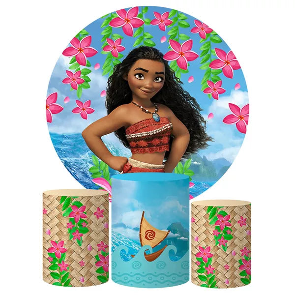 Kit Painel Redondo e Trio Capas Cilindro Sublimado Moana