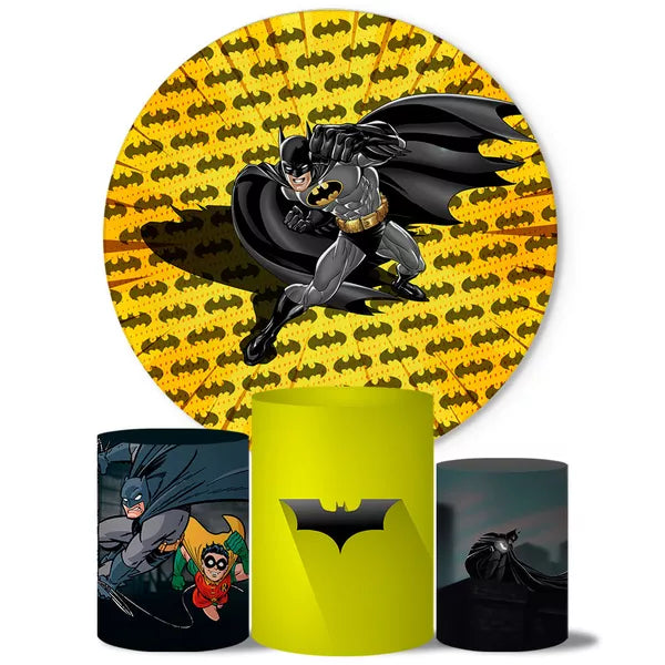Kit Painel Redondo e Trio Capas Cilindro Sublimado Batman