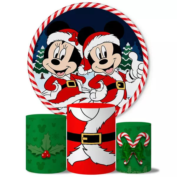 Kit Painel Redondo e Trio Capas Cilindro Sublimado Natal