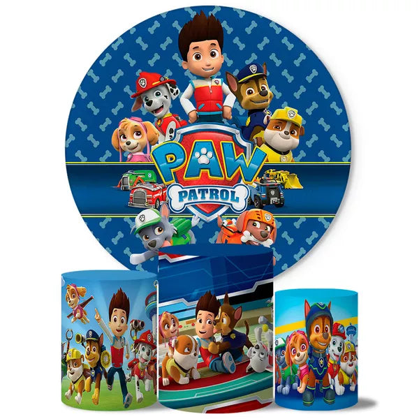 Kit Painel Redondo e Trio Capas Cilindro Sublimado Patrulha