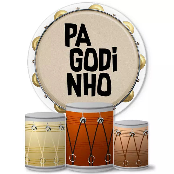 Kit Painel Redondo e Trio Capas Cilindro Sublimado Pagode