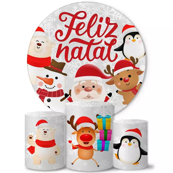 Kit Painel Redondo e Trio Capas Cilindro Natal KPC-036