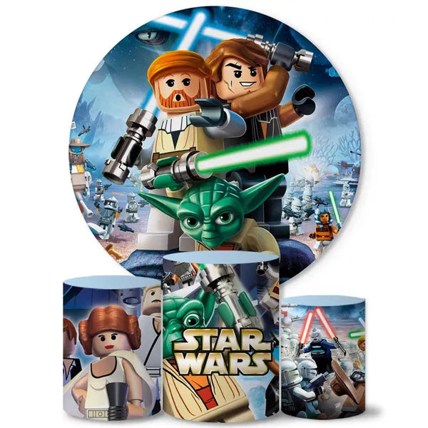 Kit Painel Redondo e Trio Capas Cilindro Sublimado Star Wars