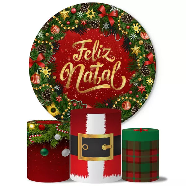 Kit Painel Redondo e Trio Capas Cilindro Natal KPC-034