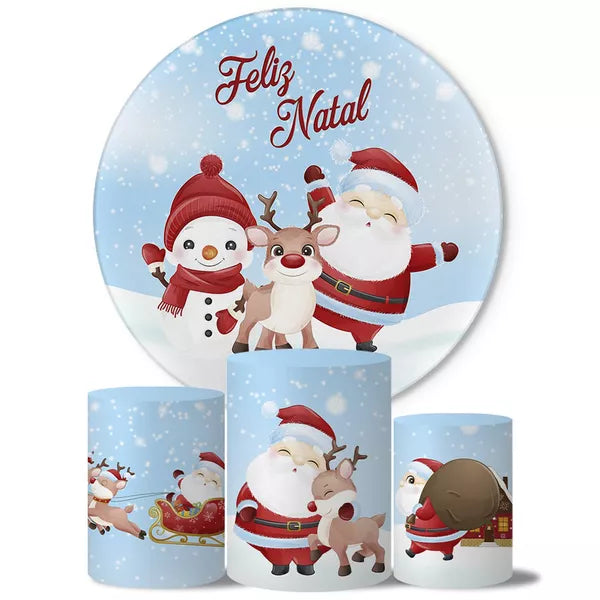 Kit Painel Redondo e Trio Capas Cilindro Natal KPC-033