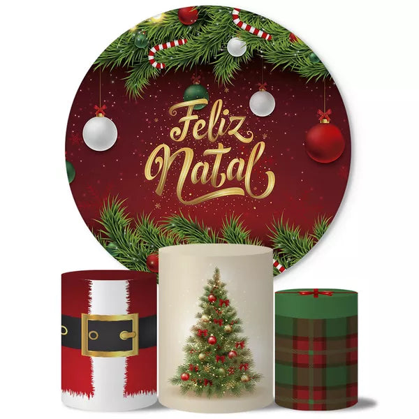 Kit Painel Redondo e Trio Capas Cilindro Natal KPC-032