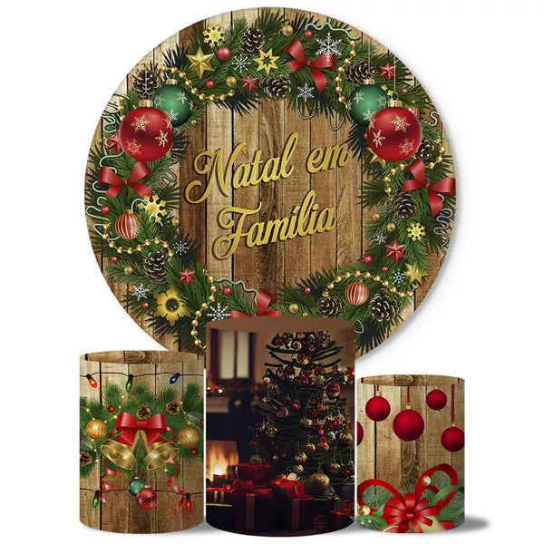 Kit Painel Redondo e Trio Capas Cilindro Natal KPC-035